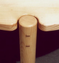 Ash circular table - mortice and tenon joint detail